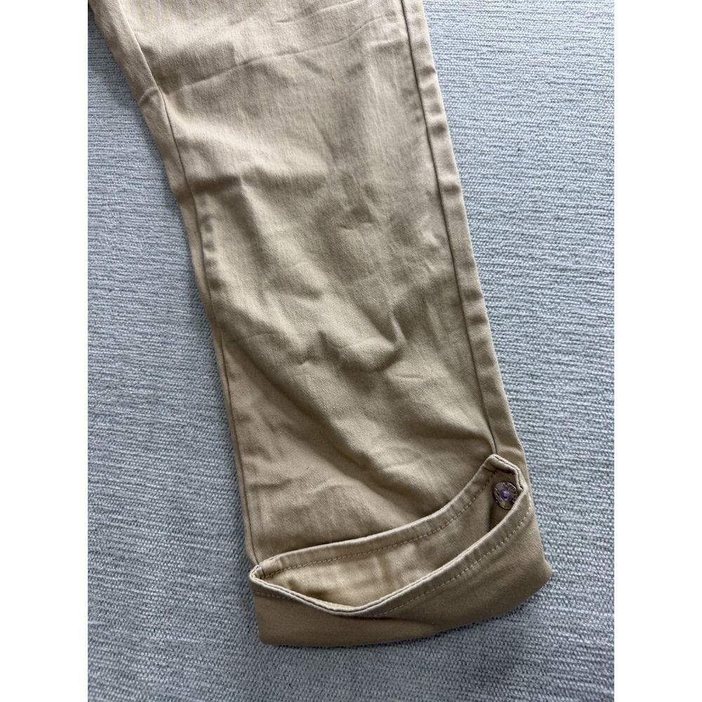 T&Y Fashion Capri Pants Womens 5/6 Beige Skinny Leg Cuffed Hem Ankle Button - Picture 5 of 16